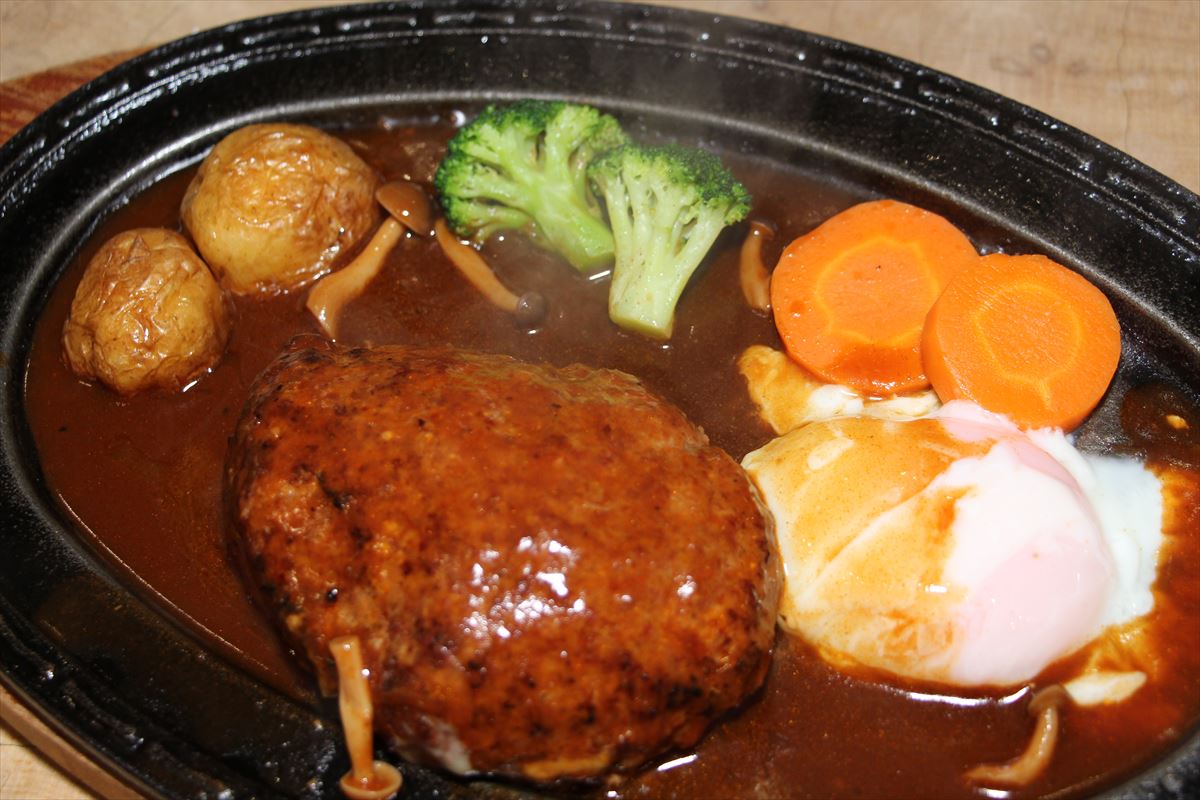 福島県の磐梯南ヶ丘牧場のハンバーグセット