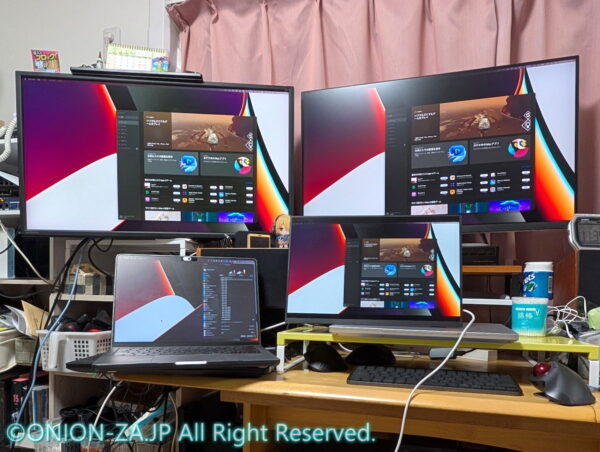 Macでマルチディスプレイアダプターを使用した例